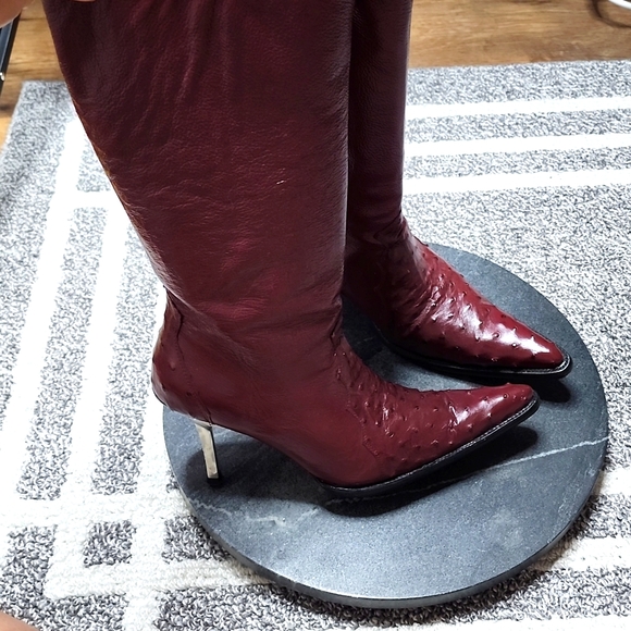 Leather maroon boots CUTE! - Picture 2 of 14